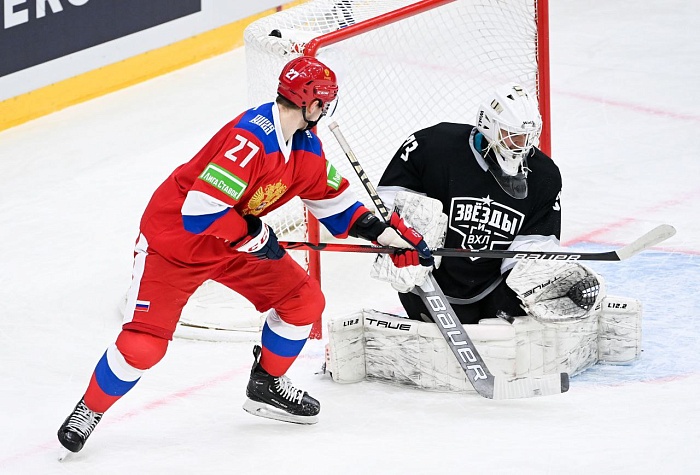 Егор Назаров сыграл против сборной России на хоккейном Кубке Первого канала
