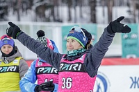 Олимпийская чемпионка из Беларуси Динара Алимбекова по фотофинишу выиграла гонку преследования тюменского этапа PARI-Кубка России по биатлону