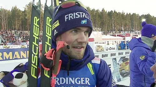 Фредрик Линдстрём после финиша персьюта на ЭКМ в Тюмени