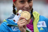 Тюменка Кристина Ильченко выступила на домашнем первенстве блестяще. Биатлонистка взяла два золото в личных гонках, а также стала второй в эстафете. Фото Виктории ЮЩЕНКО.