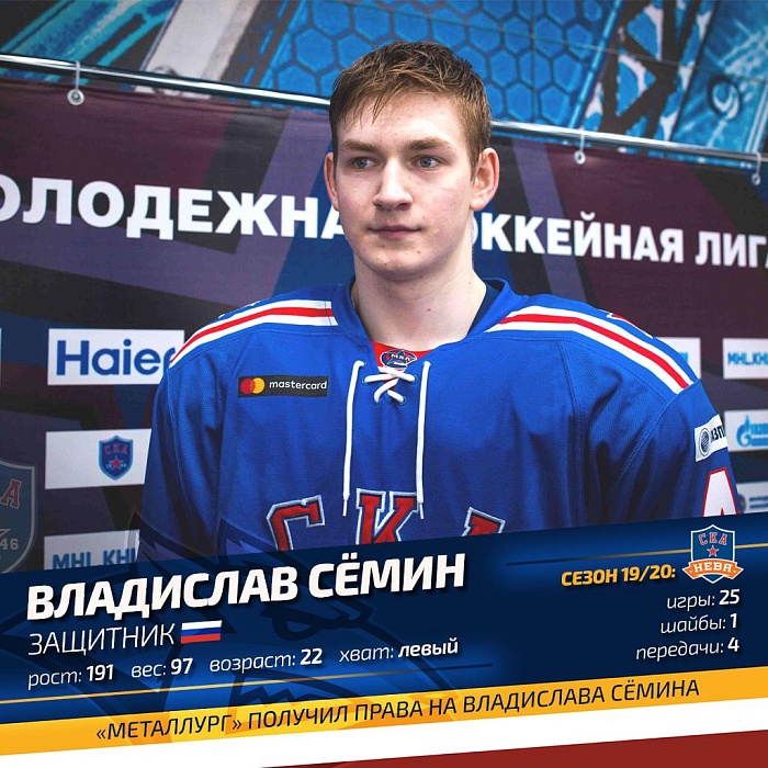 За Сёмина «Металлург» отдал двоих тюменских воспитанников