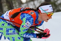 Бронзовый призёр чемпионата России по лыжным гонкам в командном спринте Юлия Ступак: «По подтаявшему снегу бежать сложно»