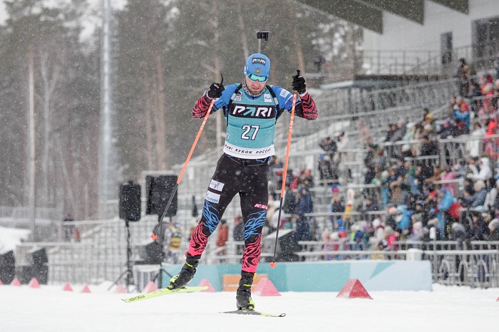 Третий этап PARI-Кубка России по биатлону в Тюмени. Гонка преследования. Мужчины