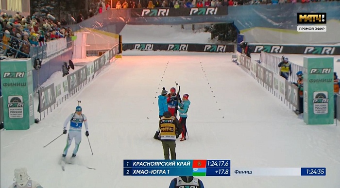 Сборная Красноярского края победила в смешанной эстафете на этапе Кубка России по биатлону