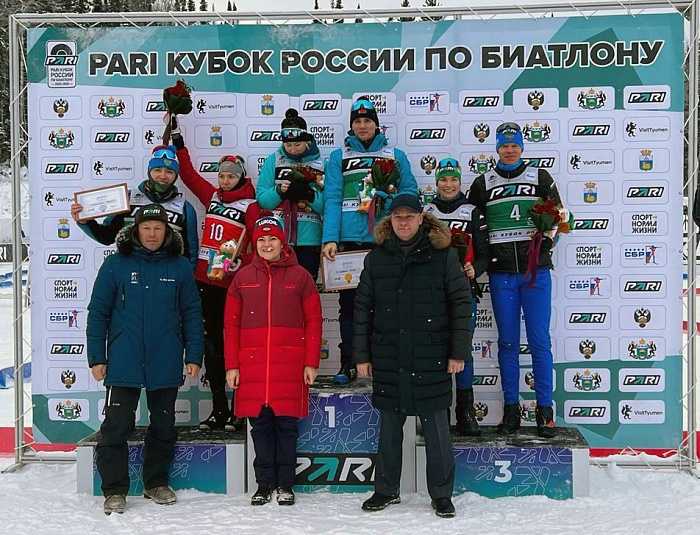 Тюменцы Виктория Сливко и Вадим Истамгулов - вторые в сингл-миксте на Кубке России по биатлону